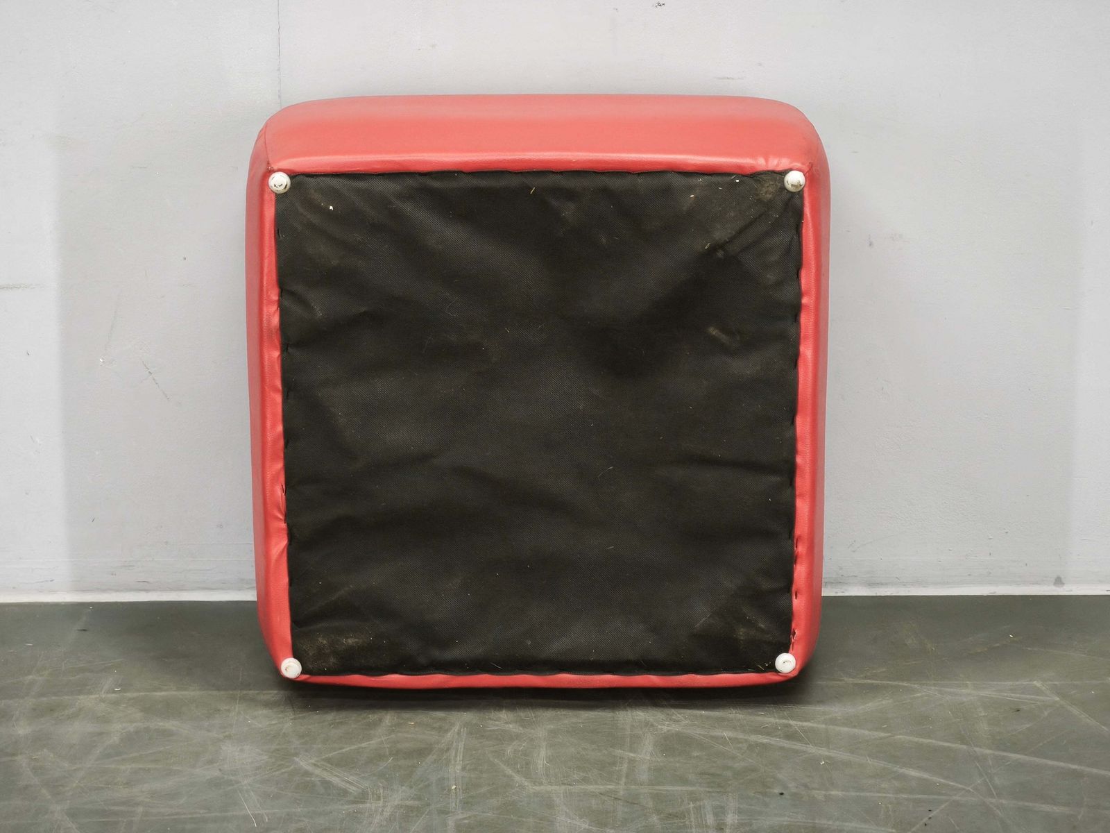 1980s Italian Postmodern Red Faux Leather Pouf Ottoman photo buy