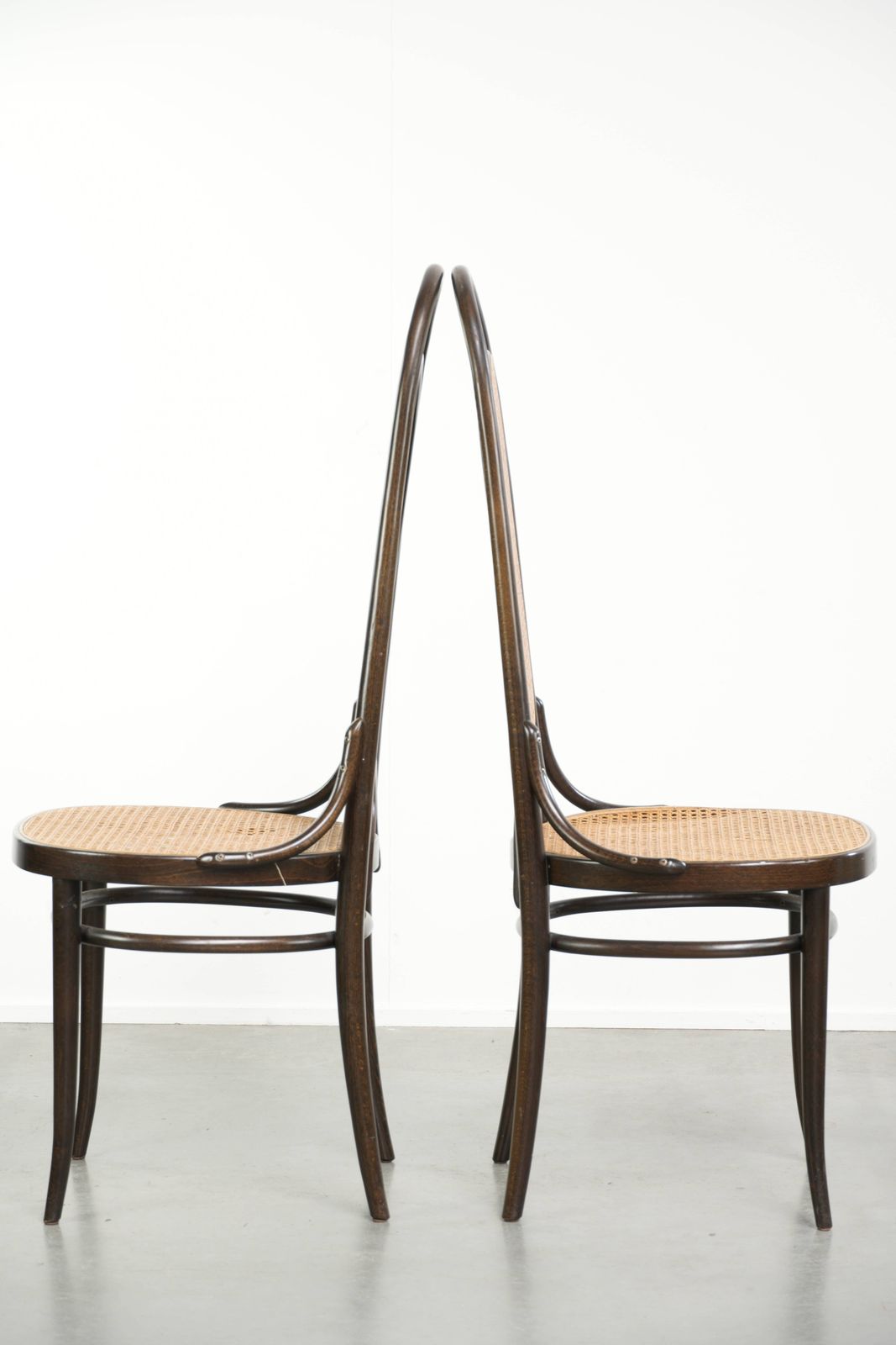 Set Of 6 Original Vintage Thonet Long John Design Dining Chairs/Bistro Chairs With Webbing photo 1602.0