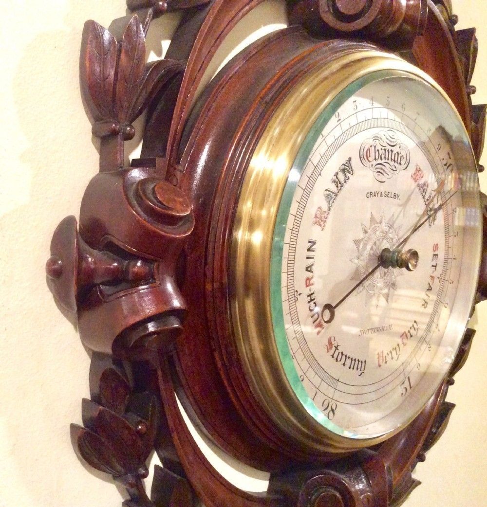 Superb Quality Antique Mahogany Negretti & Zambra Aneroid Barometer photo vinterior