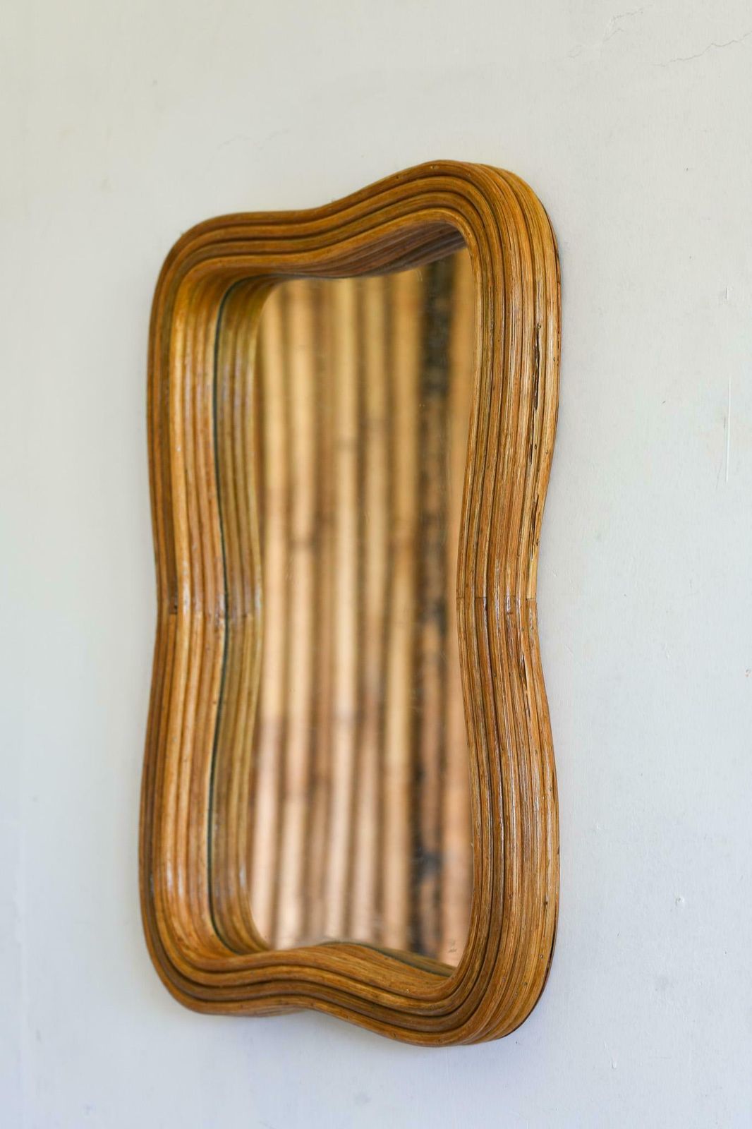 Wandspiegel van rotan, jaren 2000 photo Woonaccessoires