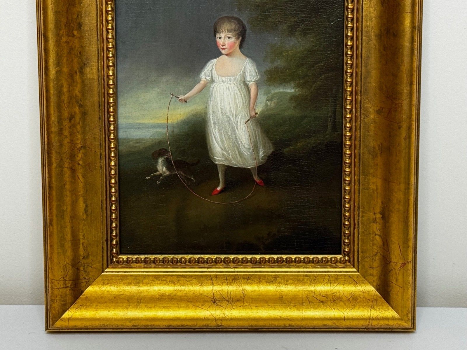 Olieverfportret uit het begin van de 19e eeuw, Louisa Cooke met Mr Quiz, in de stijl van George Romney, ca. 1802 photo vinterior