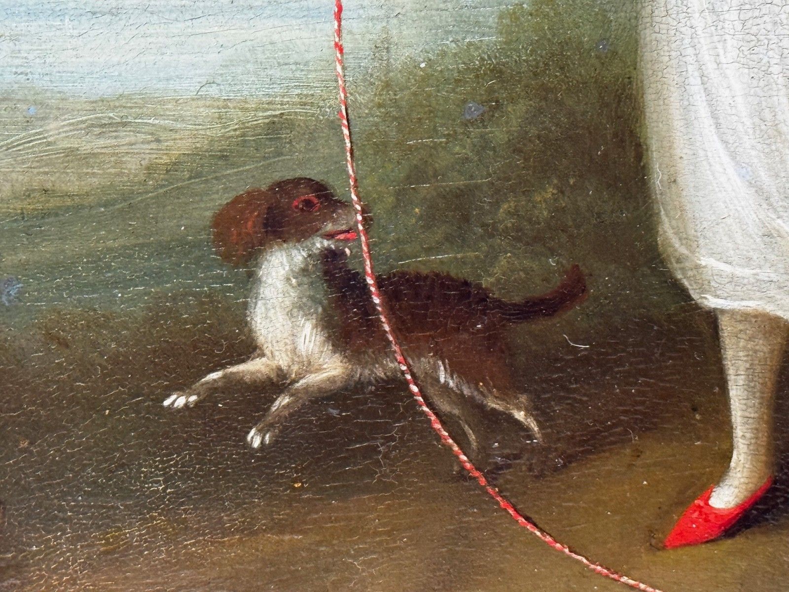 photo vinterior Olieverfportret uit het begin van de 19e eeuw, Louisa Cooke met Mr Quiz, in de stijl van George Romney, ca. 1802
