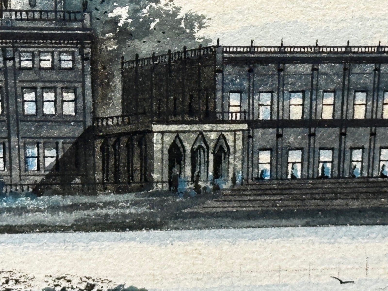 Schilderij Trentham Hall, Zetel van de Hertog van Sutherland, begin 20e eeuw, ca. 1912, door Edward John Bishop Evans photo vinterior