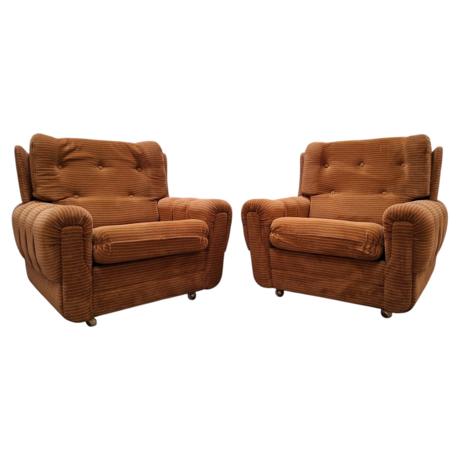 Paar Tsjechische TON-fauteuils, 1985, mid-century gestoffeerde lounge chairs