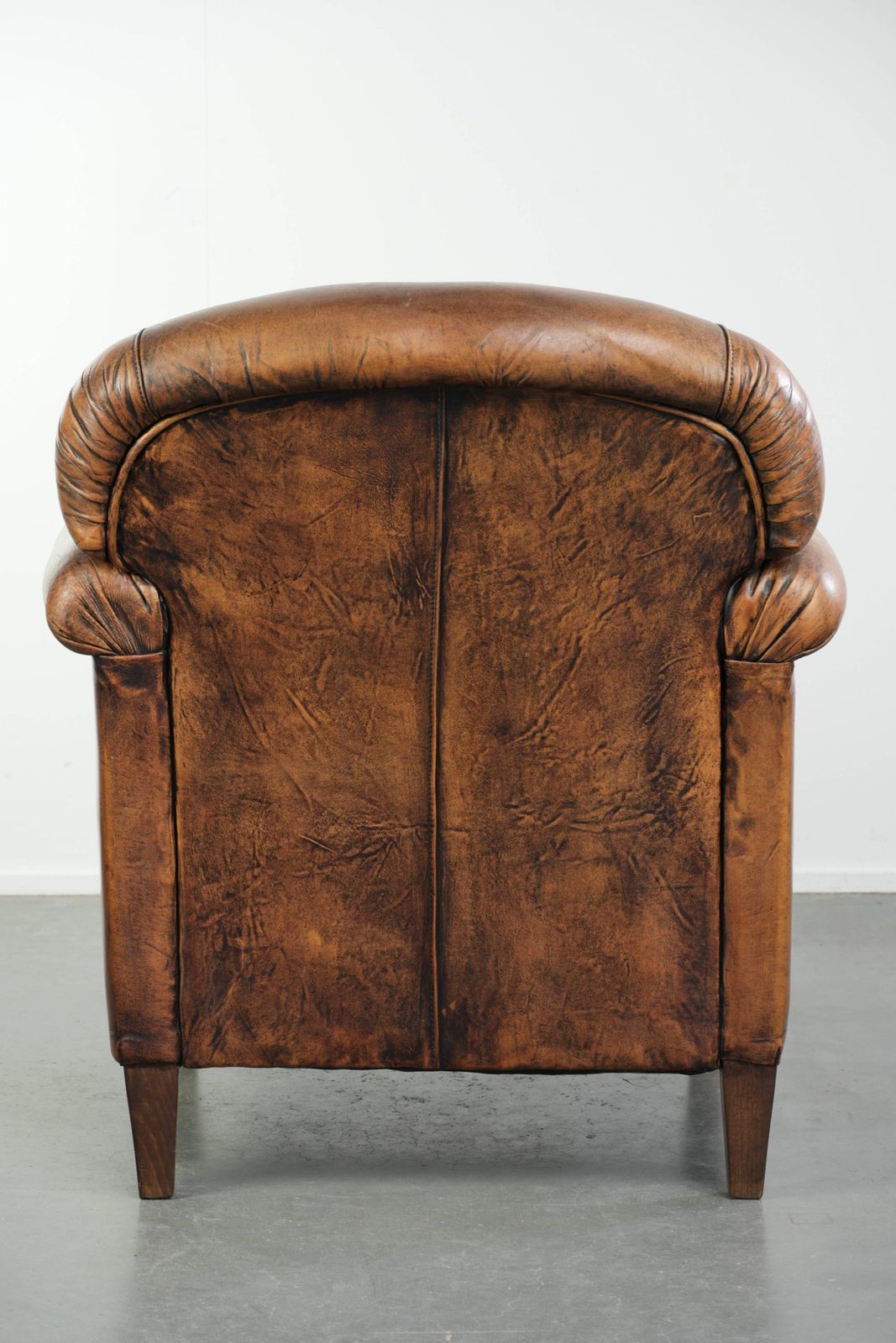 Comfortable, Characterful Sheepskin Armchair Finished With Decorative Nails And A Beautiful Patina photo Furniture