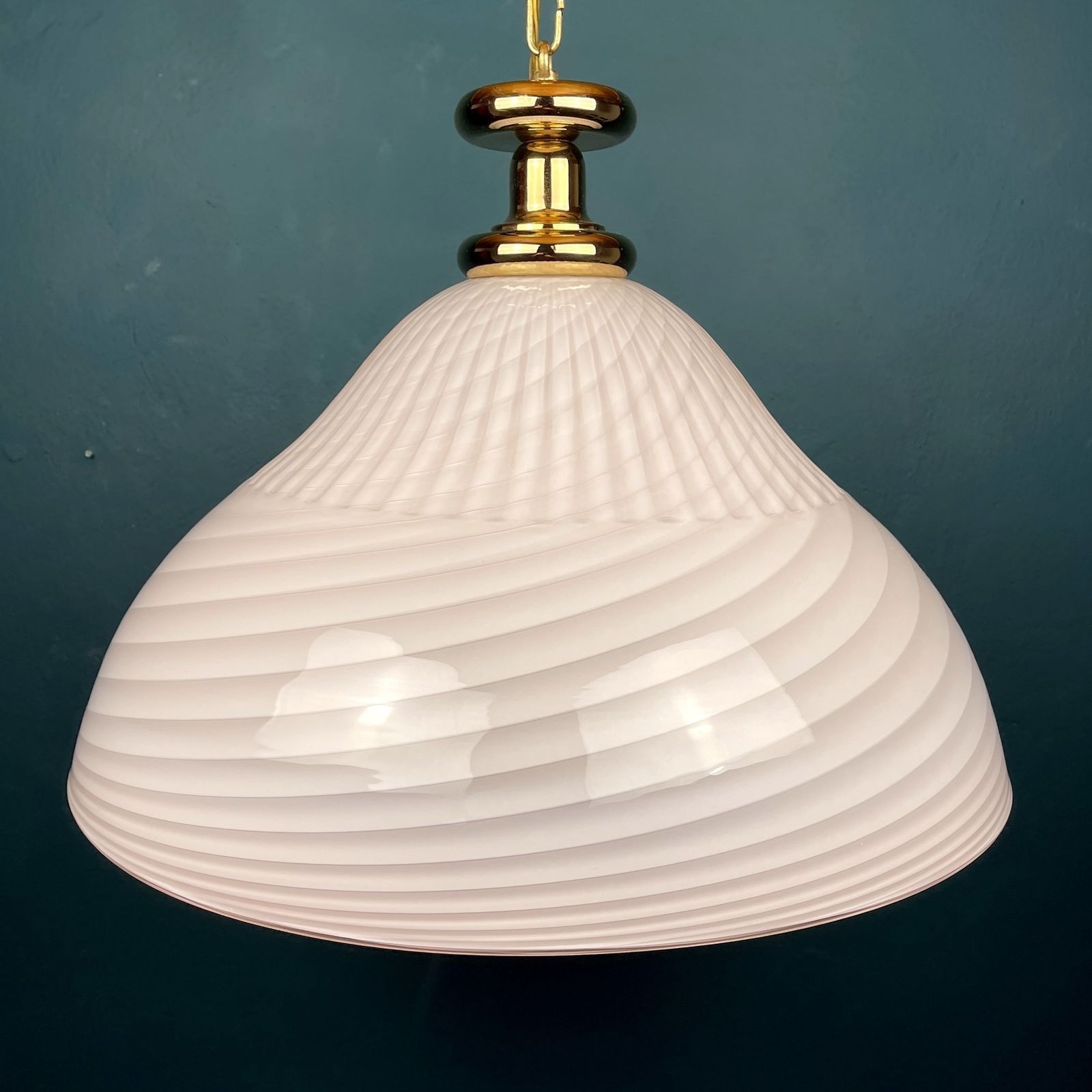 Large Swirl Pink Murano Glass Pendant Lamp Italy 1970s photo furniture
