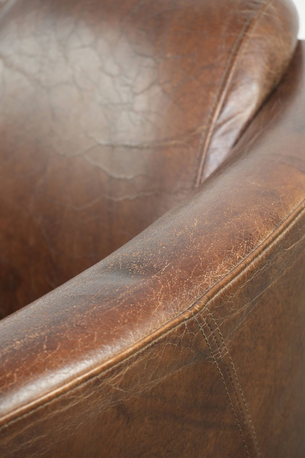 935.0 Characterful And Robust Dark Cognac Brown Cowhide Leather Aviator Design Armchair With An Interesting Shape photo
