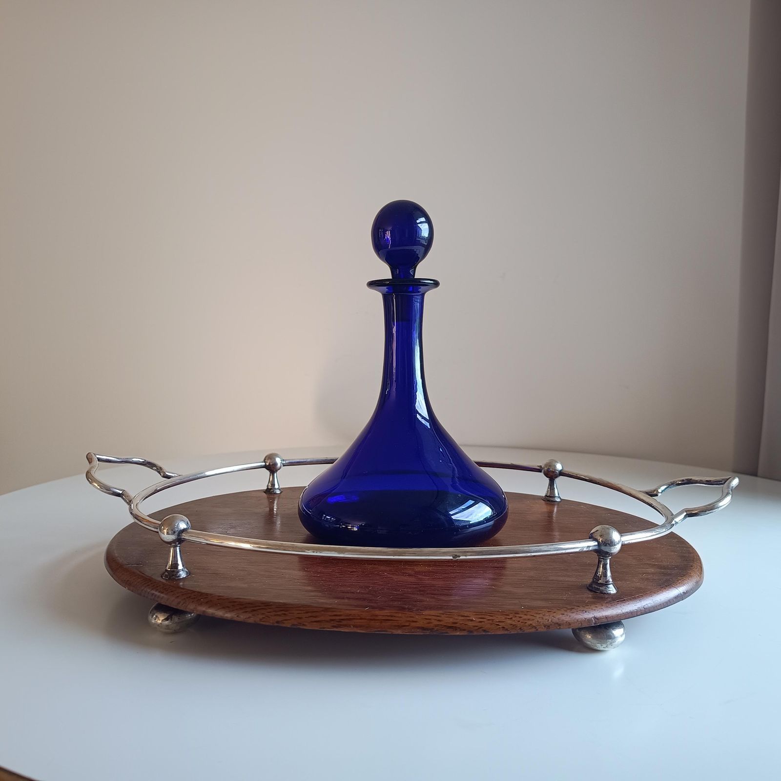 Antique English Bristol Blue Individual Mell Decanter, Ships Spirits Or Gin Bottle / Carafe photo 85.0