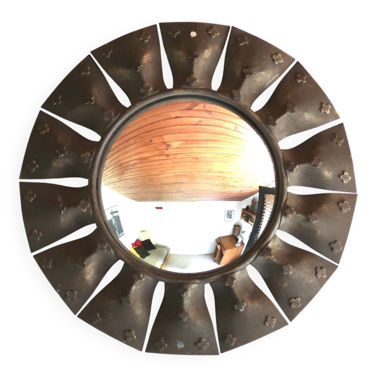 photo furniture Miroir soleil convexe « œil de sorcière » Chaty Vallauris A.M, France 1950