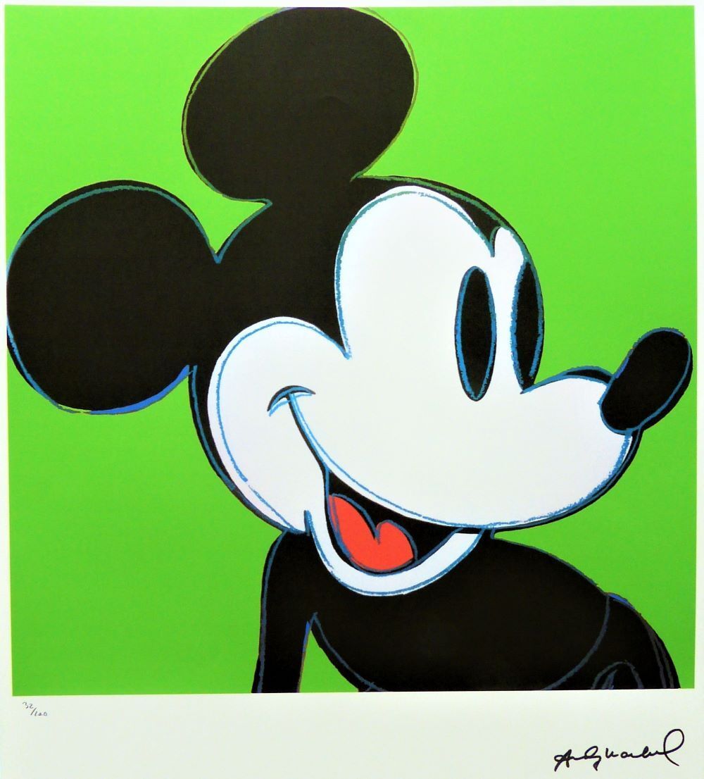 Andy Warhol "Mickey Mouse Grün" gesigneerde lithografie, oplage 32/100 photo furniture