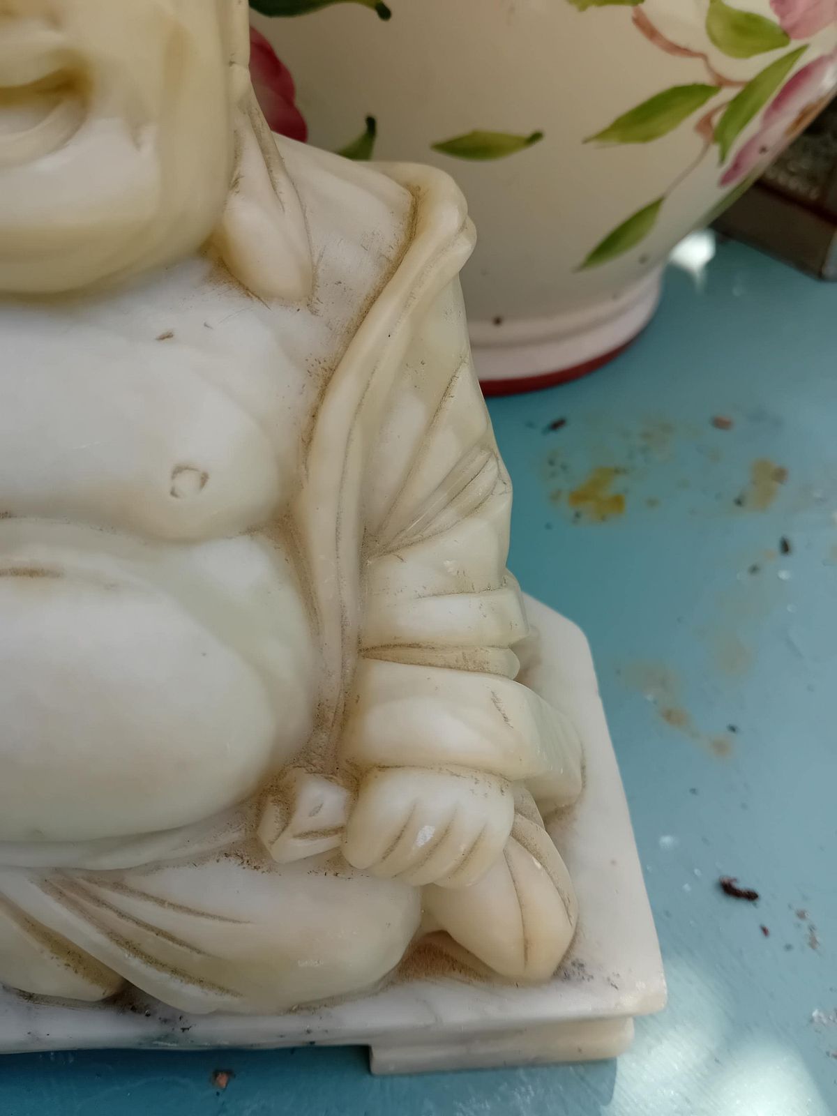 Statue vintage de Bouddha rieur en stéatite photo Art