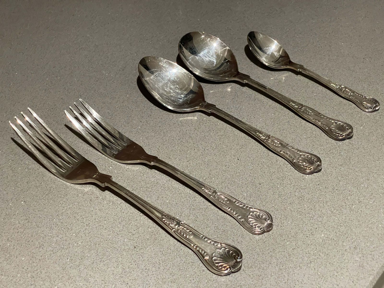 Tafelmes Vork Lepel Verzilverd Set Van 6 Bestek Engeland Antiek Art Deco photo buy