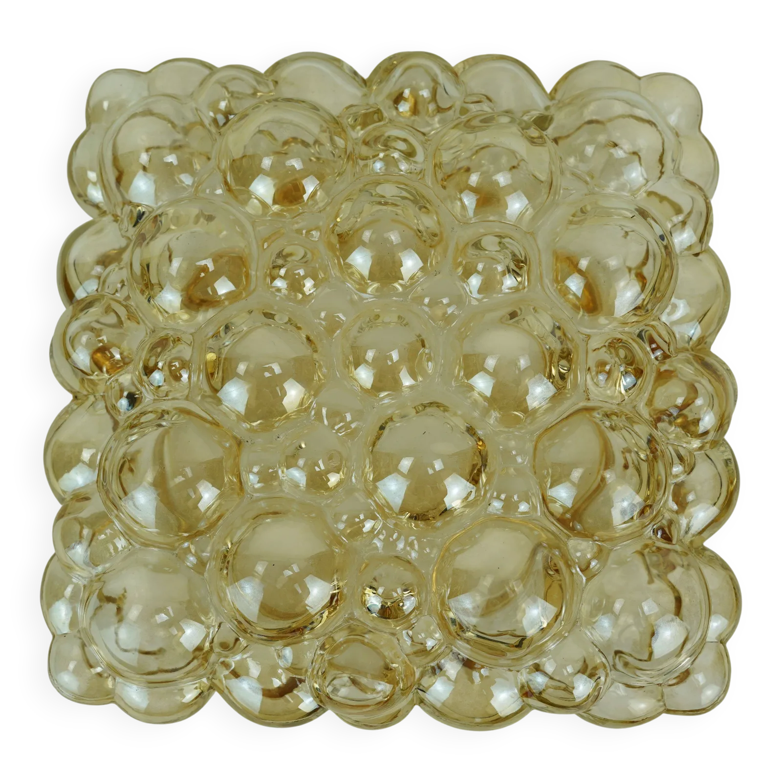 Grote Amber Bubbel Glazen Plafondlamp Ca. Jaren 1960 1970 in Mid-Century Modern Stijl
