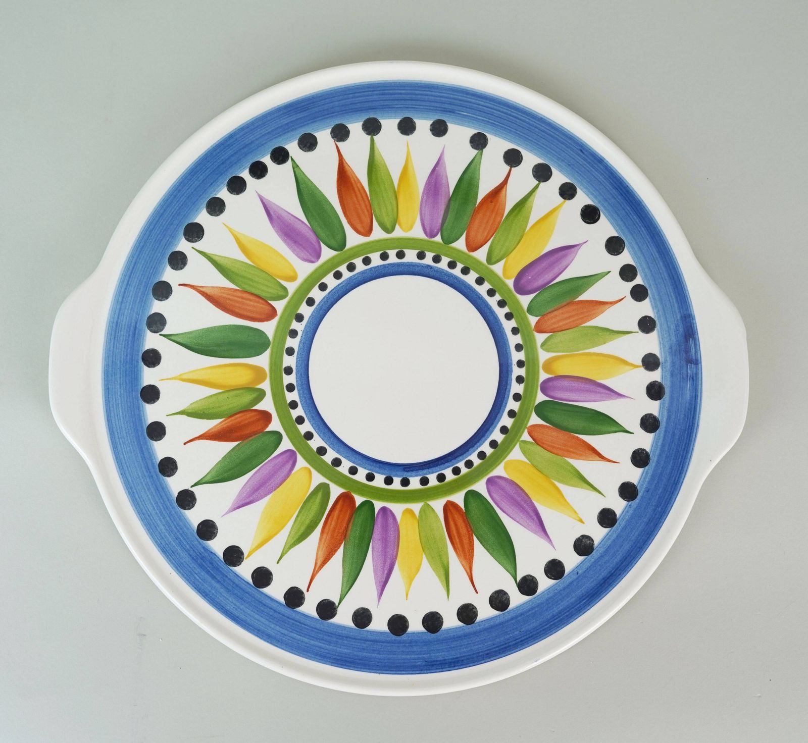 Plat à gâteau Villeroy & Boch, décor peint à la main « Karl », années 1950 photo vintage