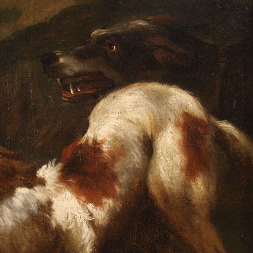 Lombardijns schilderij, 17e eeuw – Herder met zijn honden photo vintage
