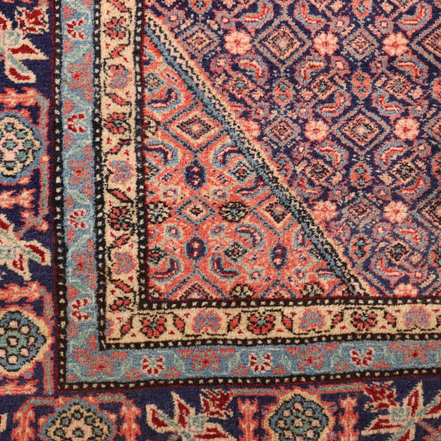 Tapis à boue d'époque en laine et coton, nœuds fins, 110 x 66 in photo 490.0