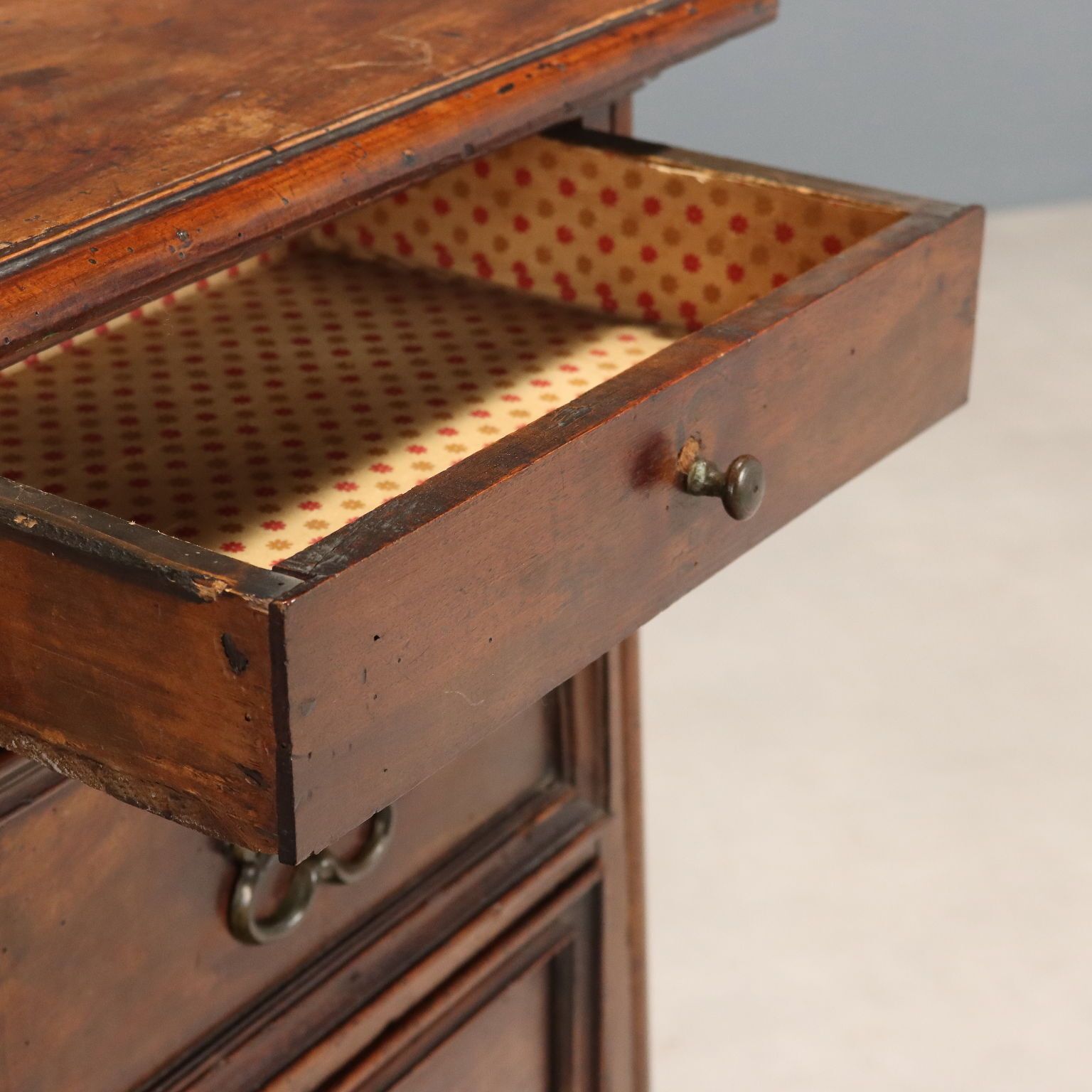Antique Bedside Table Walnut Fir Italy XVII Century photo for sale