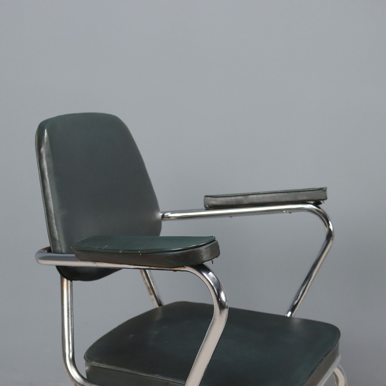 Vintage Chairs Chromed Metal Leatherette Design Italy 1960s 70s photo 640.0