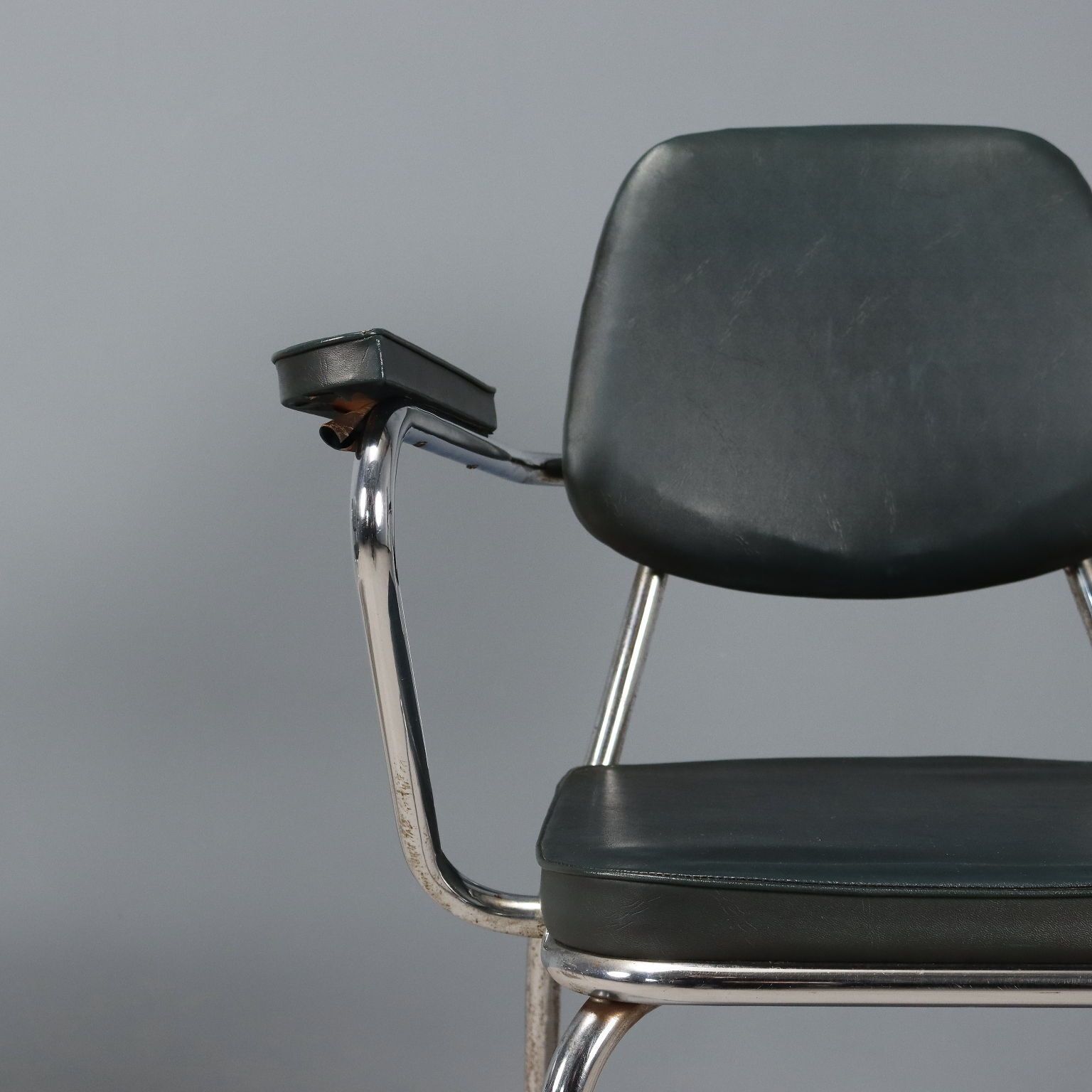 Vintage Chairs Chromed Metal Leatherette Design Italy 1960s 70s photo vinterior