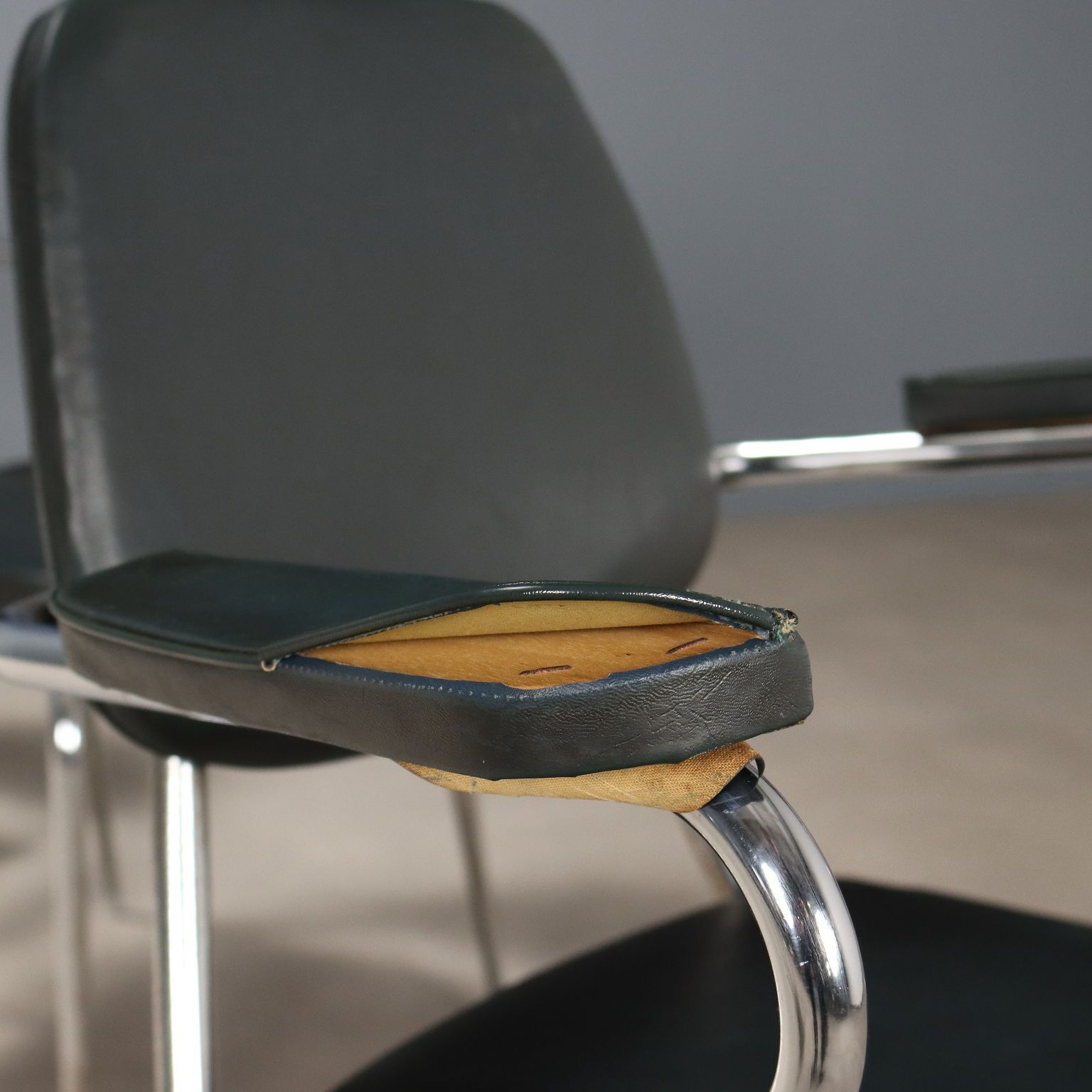 Vintage Chairs Chromed Metal Leatherette Design Italy 1960s 70s photo buy