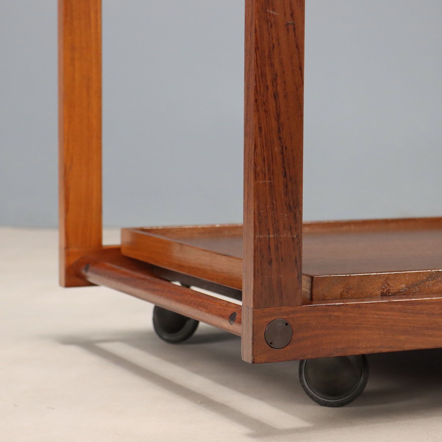 Vintage Kitchen Trolley Teak Double Top Design Italy 1960s photo 510.0
