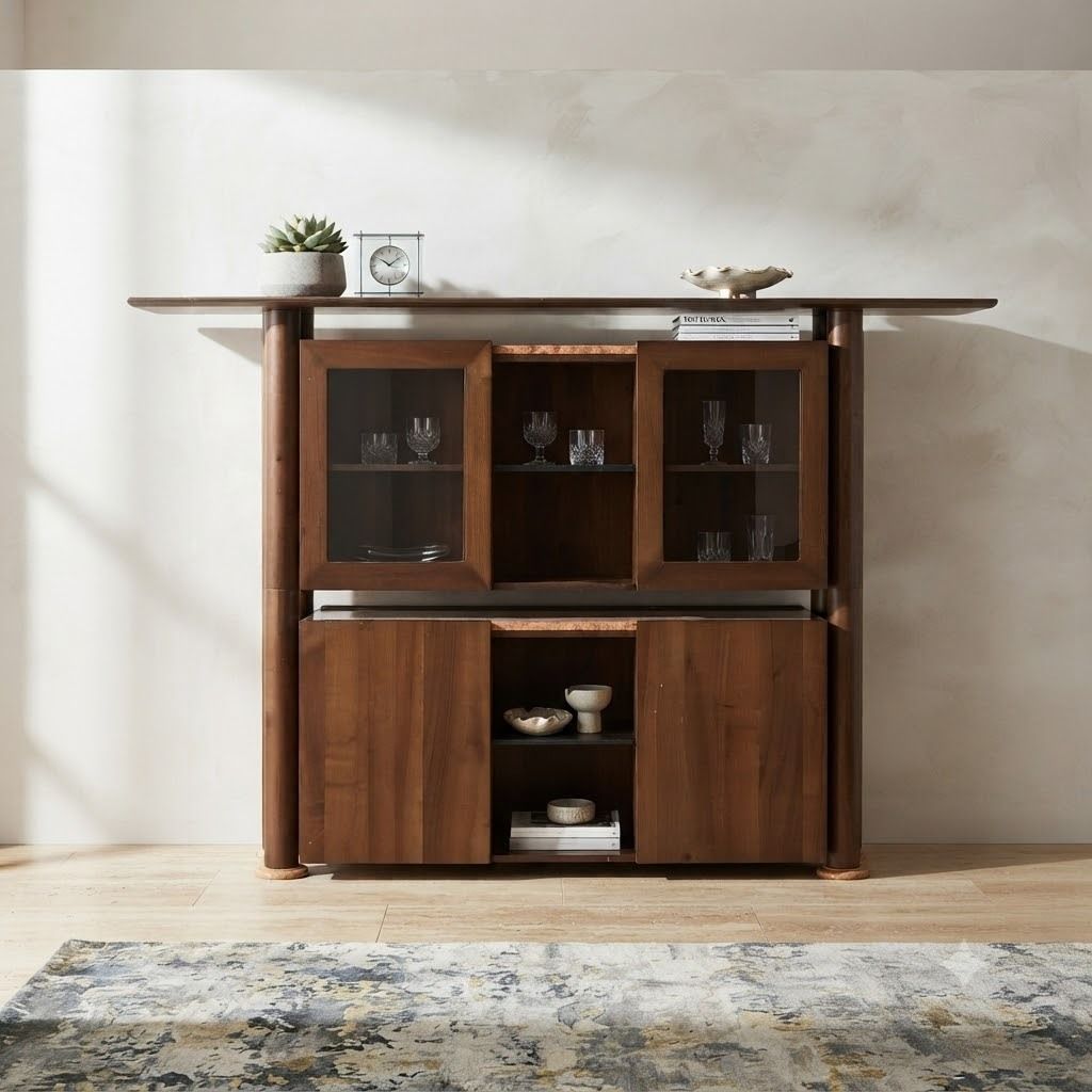 Vintage 1980s Sideboard In Wood And Marble photo furniture