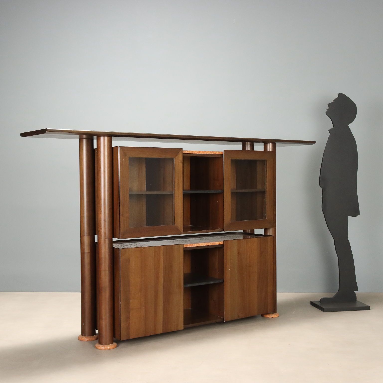 Vintage 1980s Sideboard In Wood And Marble photo for sale