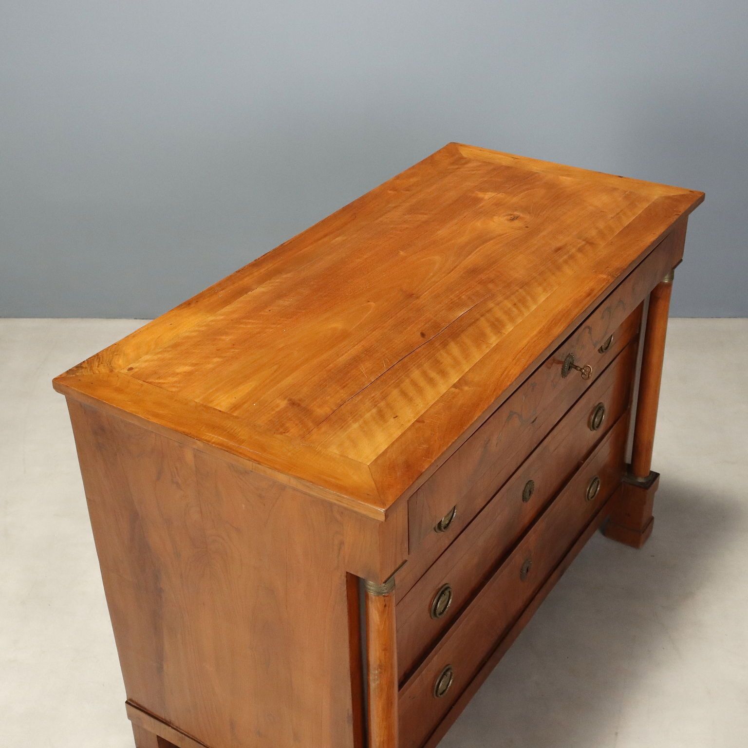 photo for sale Empire Walnut Chest Of Drawers With Brass Inlays