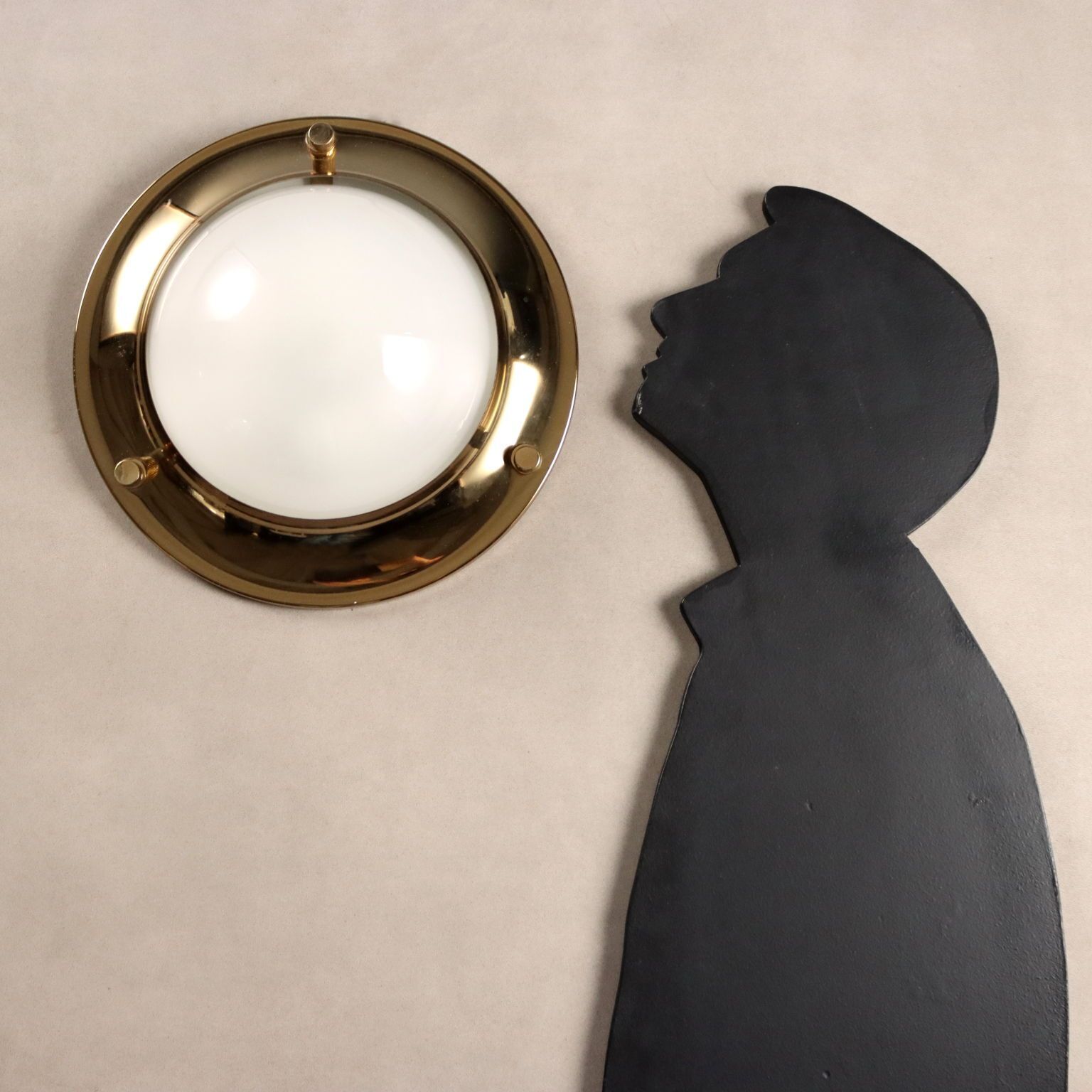 Vintage Wall Lamp Aluminium Brass Glass Design 1970s photo furniture