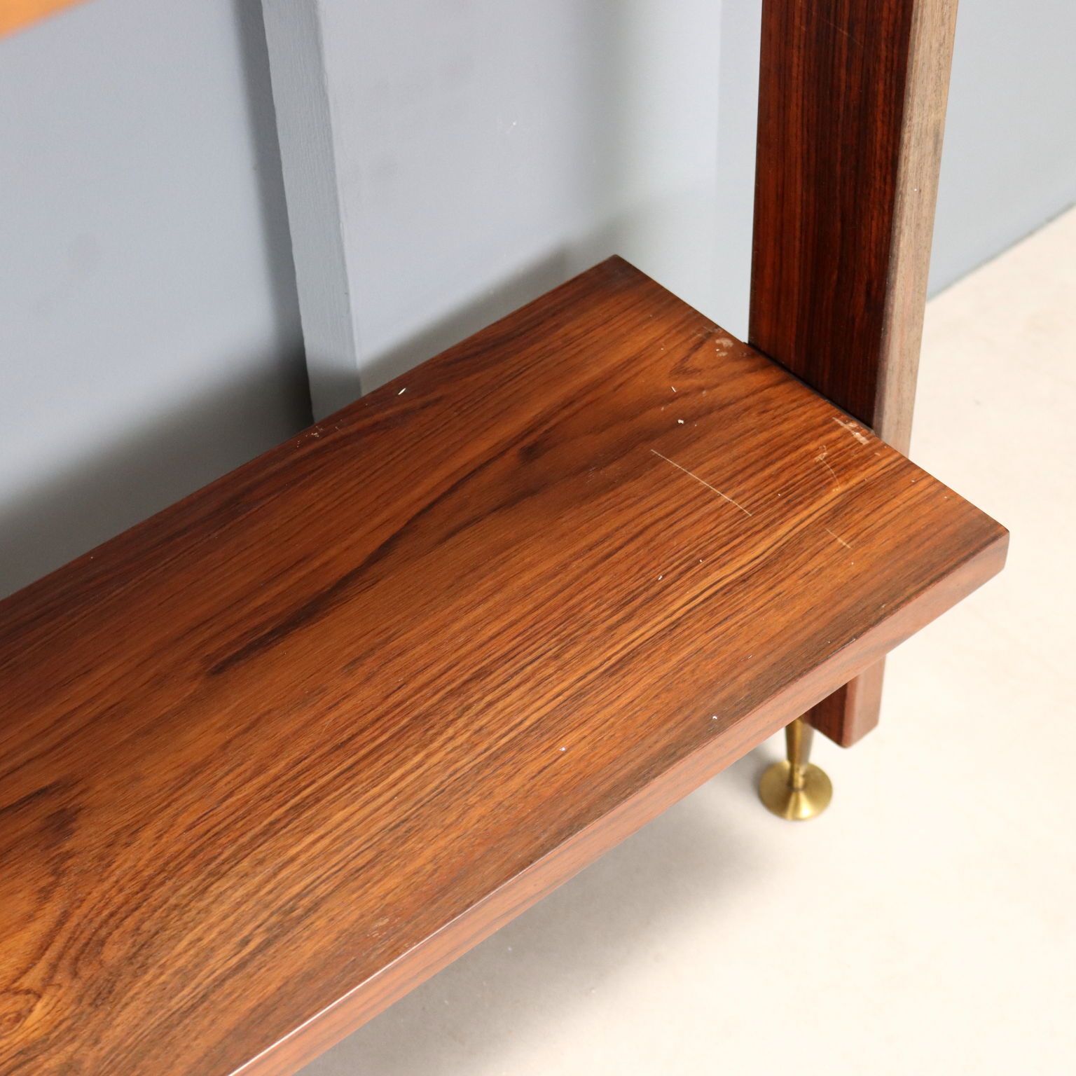 Vintage Bookcase Veneered Wood Brass Design Italy 1950s 1960s photo buy