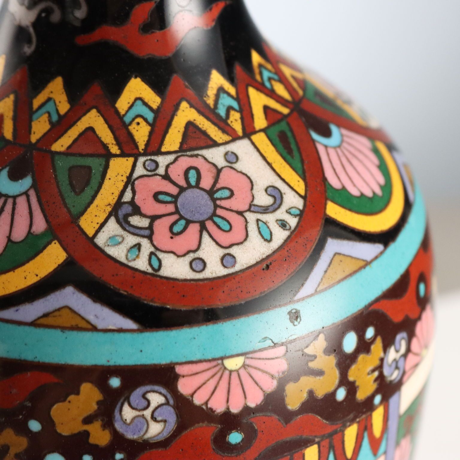 Vase d'époque en métal cloisonné, Japon, ère Meiji 1868-1912 photo Décoration
