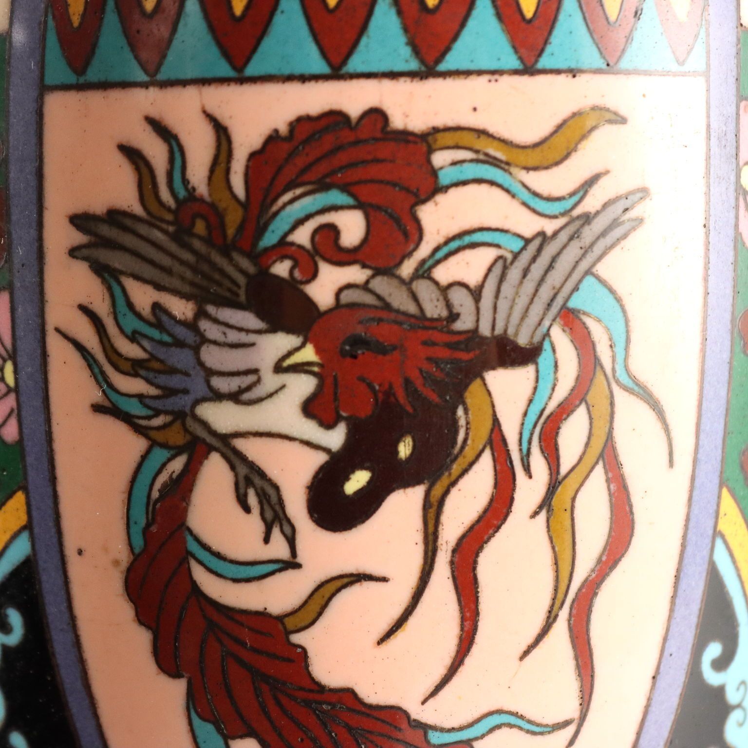 Vase d'époque en métal cloisonné, Japon, ère Meiji 1868-1912 photo 190.0
