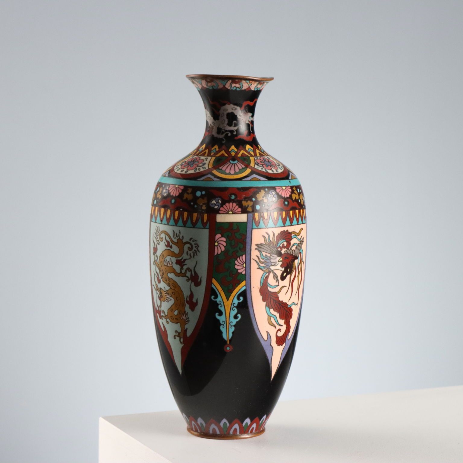 Vase d'époque en métal cloisonné, Japon, ère Meiji 1868-1912 photo buy