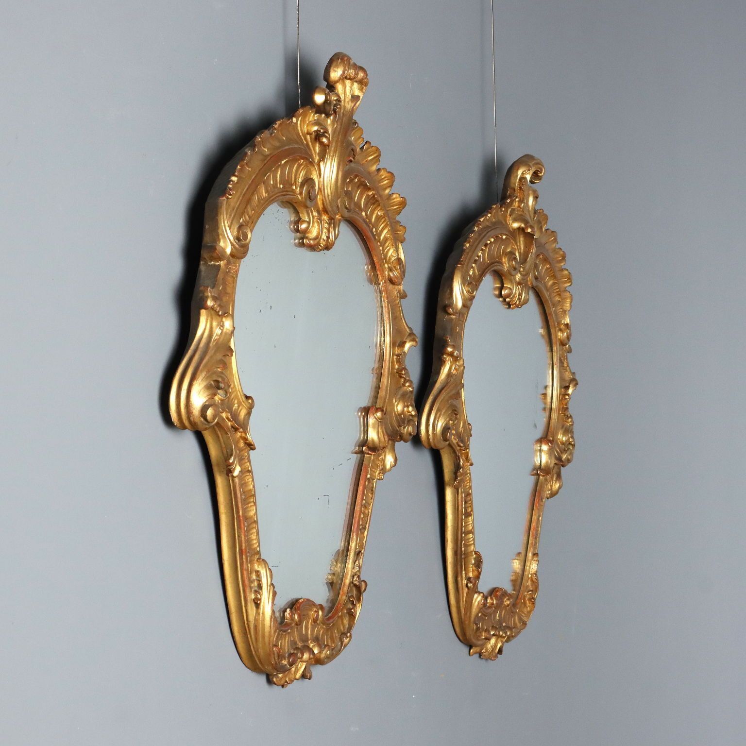 Antieke spiegels, Barokstijl, gesneden hout, Italië, 19e eeuw photo Woonaccessoires