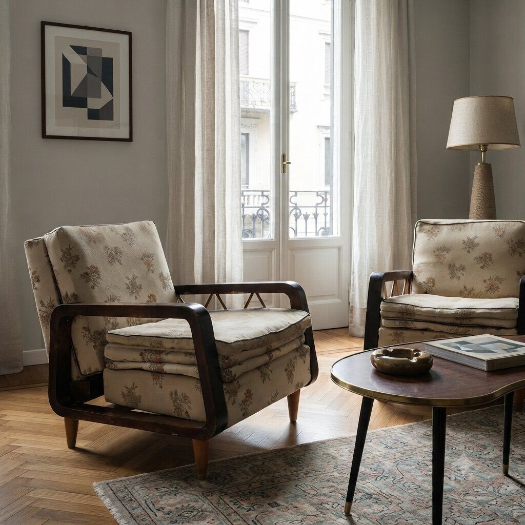 1940s 50s Armchairs With Wooden Armrests photo furniture