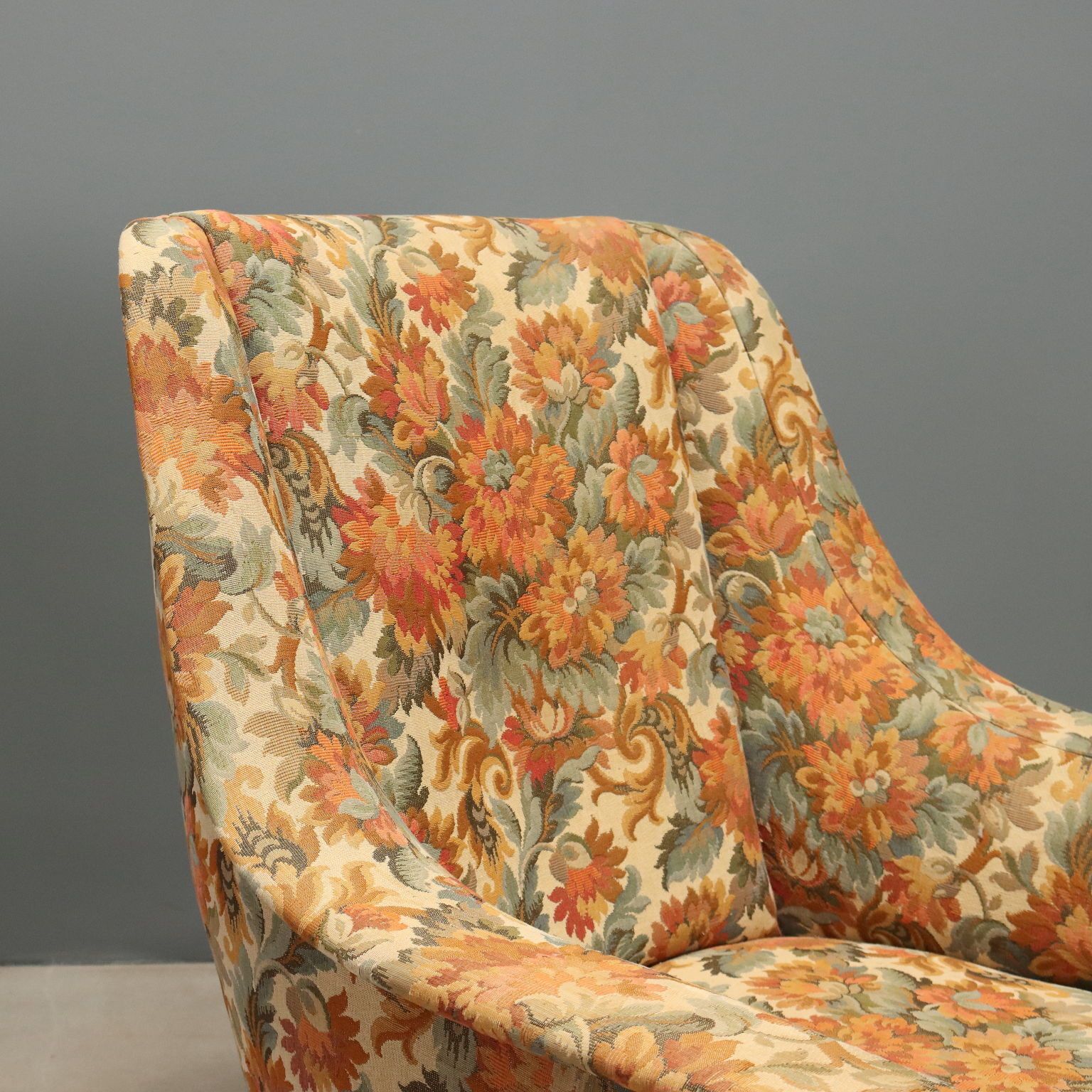 Fauteuils vintage en tissu et bois, design italien, années 1950 photo 1060.0