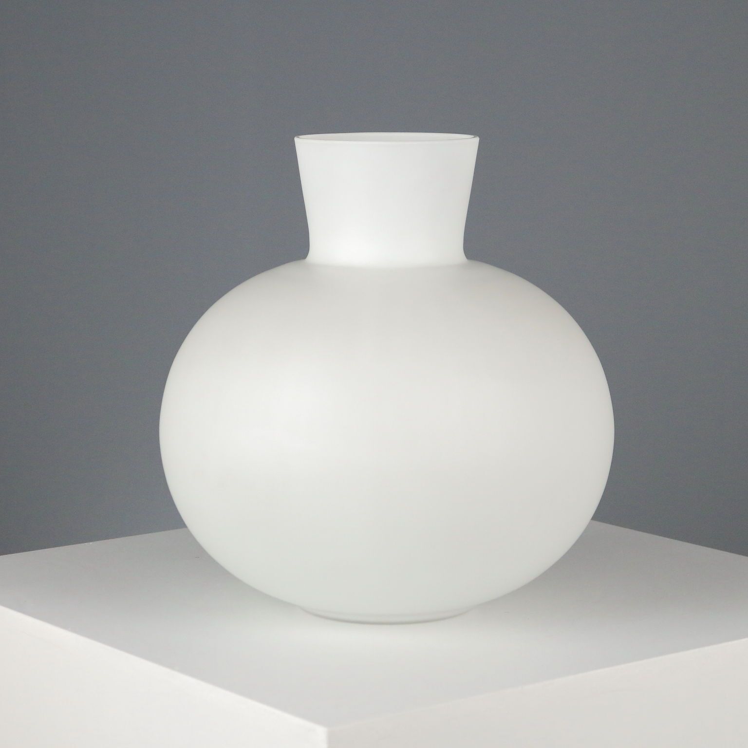 White Cased Glass Vase, Murano Manufacture