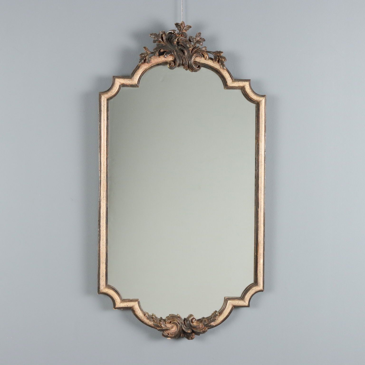 Antique Mirror Carved Lacquered Wood Italy XX Century