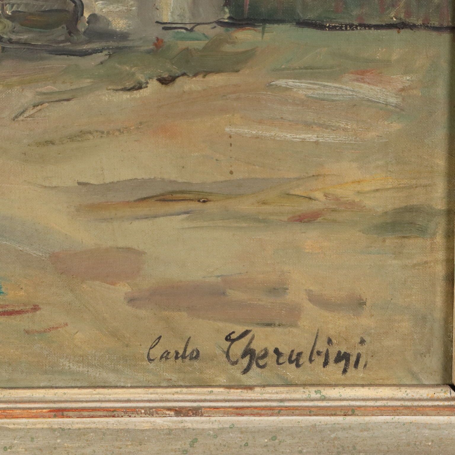 Tableau d'époque signé Carlo Cherubini, huile sur toile, XXe siècle photo vinterior