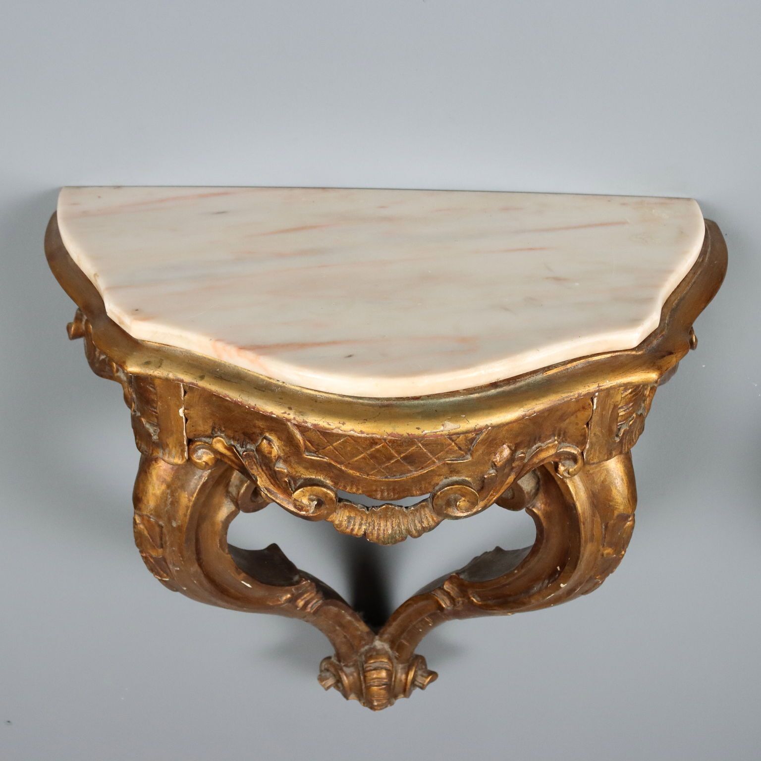 photo for sale Drop Shaped Giltwood Consoles   Italy 19th Century