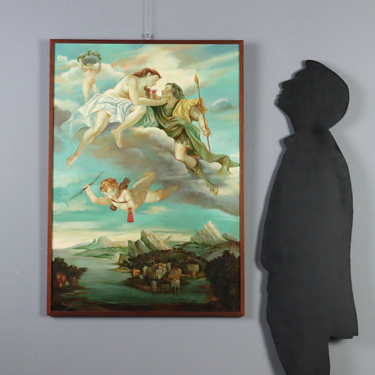Eigentijds schilderij, gesigneerd A. Cappuccio, Homage To D. Campari 1987 photo furniture