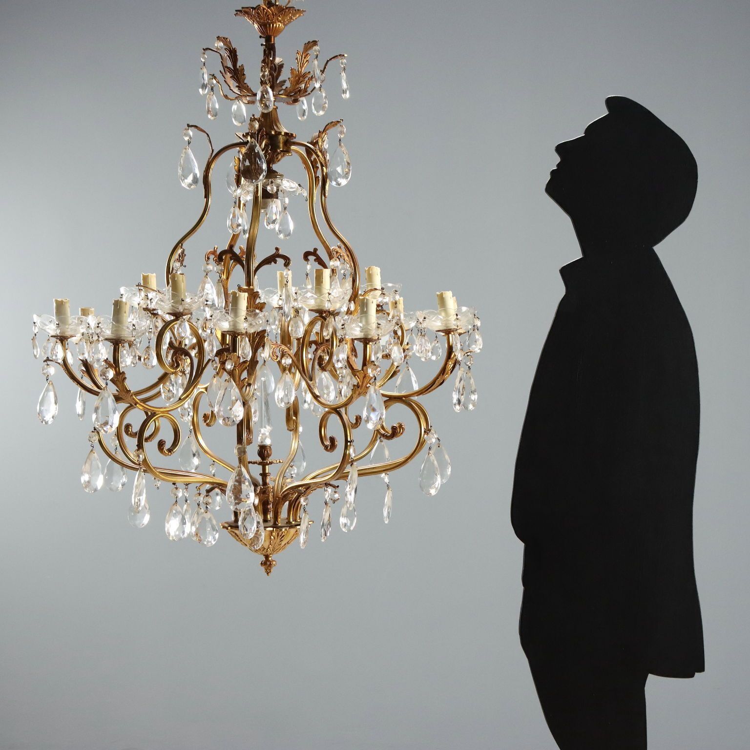 Antique Chandelier Gilded Bronze Glass Italy Early XX Century photo furniture