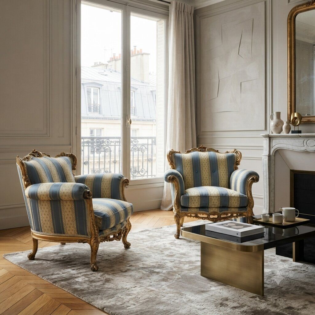 Fauteuils d'époque de style baroque, bois sculpté, XXe siècle photo furniture