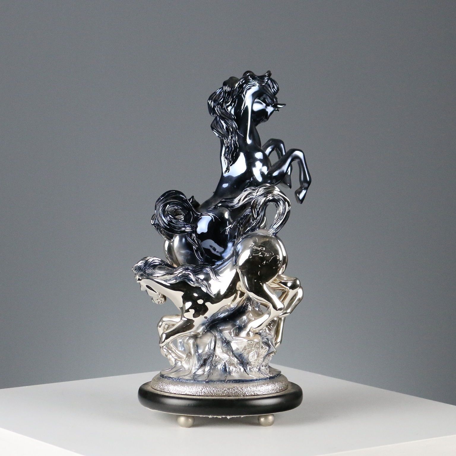 Composition Of Horses Silver Foil Ottaviani Manufacture Italy 1990s photo furniture