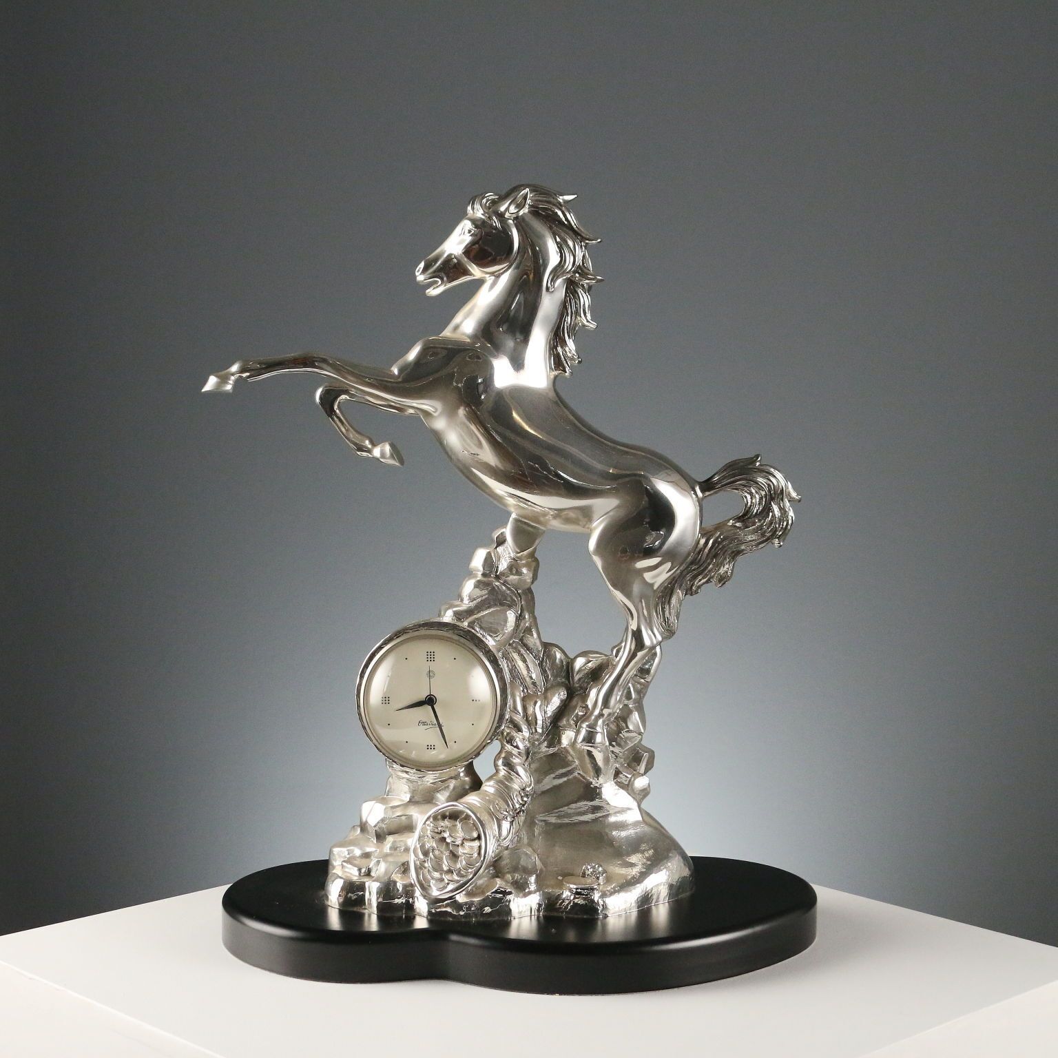 Vintage sculptuurklok, verzilverd hars, Ottaviani, Italië, jaren 1990