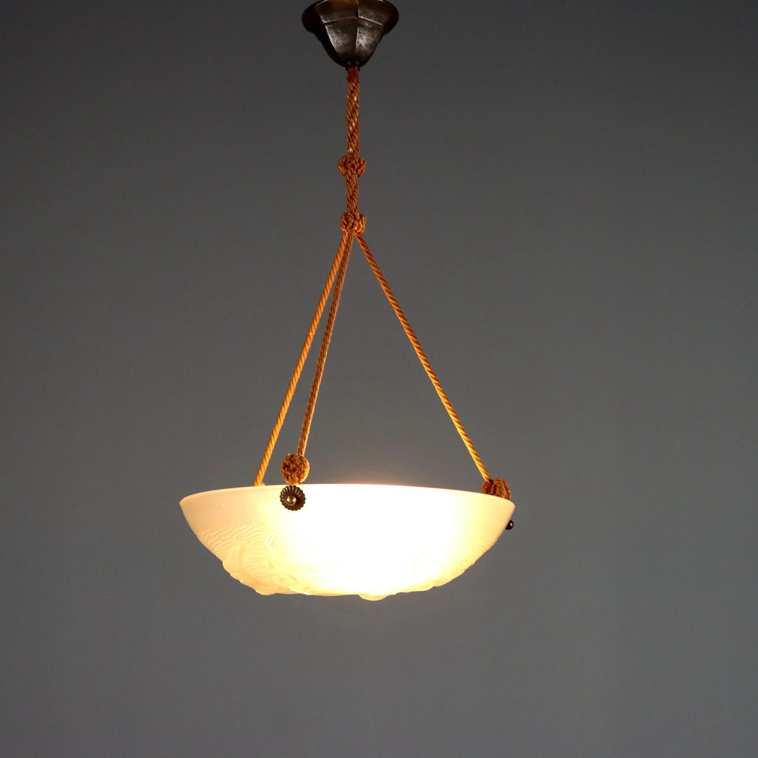 Vintage Artistar Chandelier Wit Glas Design Italy jaren 1950