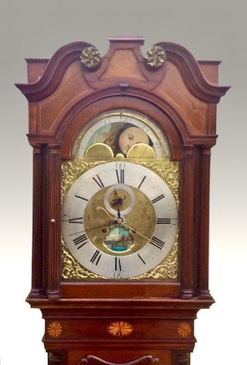Inlaid Mahogany 18th Century Antique Longcase Grandfather Clock By Iames Richards Liverpool Featuring An Alarm And Ferguson Tidal Dial photo 18800.0