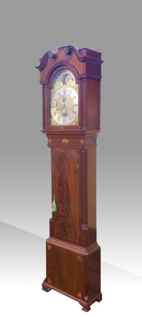 Home Decor Inlaid Mahogany 18th Century Antique Longcase Grandfather Clock By Iames Richards Liverpool Featuring An Alarm And Ferguson Tidal Dial photo