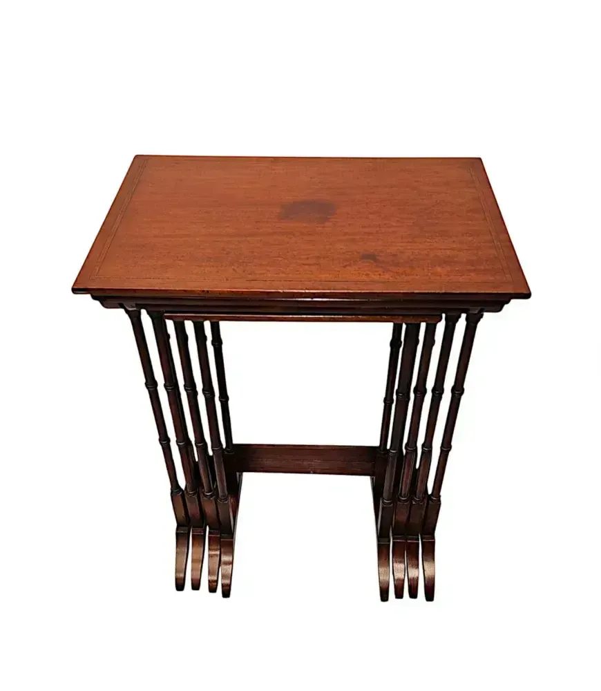 Edwardiaans ingelegd nesttafeltje, set van vier