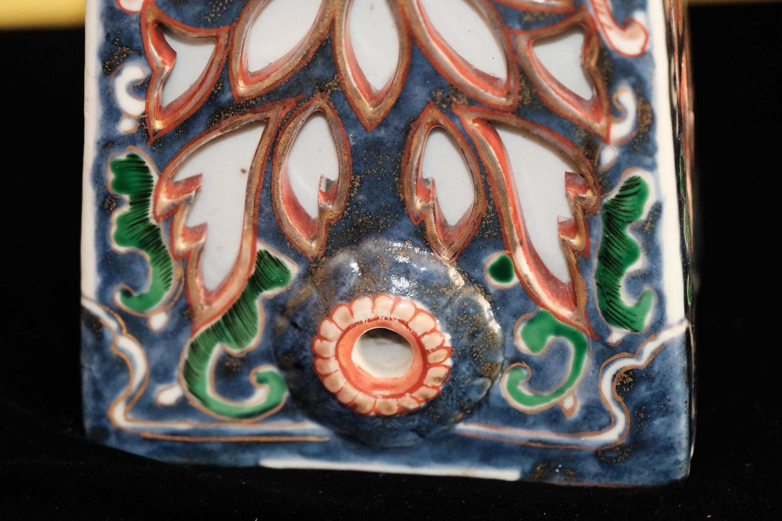 photo vintage Pair Antique Japanese Porcelain Water Heaters, Reticulated Imari Palette, Pierced Floral Vases, Asian Ceramics Collector Decor